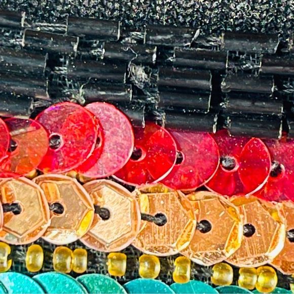 Vintage Rina Z Beaded Sequin Jacket 100% Silk Window Pane Boxy Cardigan … - Picture 10 of 14